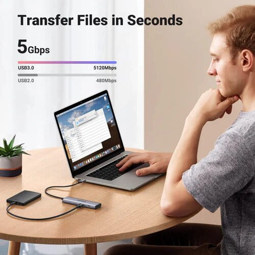 موزع USB C من الألومنيوم من يوجرين، 4 منافذ USB C مع 2 USB C و2 USB 3.0، موزع متعدد المنافذ USB-C بسرعة 5 جيجابت في الثانية