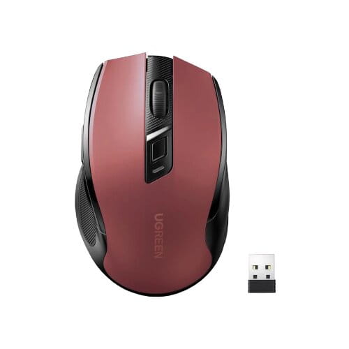 ماوس لاسلكي Ugreen 2.4G مع مستقبل USB، 5 مستويات 4000 نقطة لكل بوصة، 6 أزرار، عمر بطارية 18 شهرًا، ماوس لاسلكي