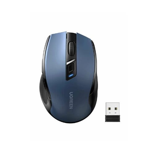 ماوس لاسلكي Ugreen 2.4G مع مستقبل USB، 5 مستويات 4000 نقطة لكل بوصة، 6 أزرار، عمر بطارية 18 شهرًا، ماوس لاسلكي