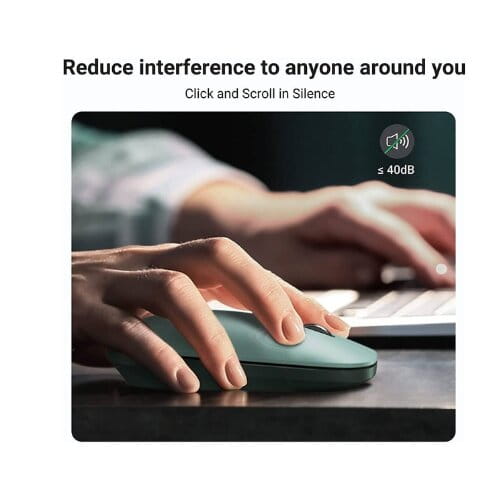 ماوس لاسلكي محمول من Ugreen مع مستقبل USB، 4000 نقطة لكل بوصة، اتصال 2.4 جيجاهرتز، عمر بطارية 18 شهرًا