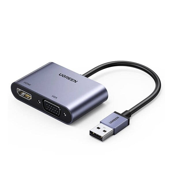 محول Ugreen USB 3.0 إلى HDMI و VGA، يدعم شاشتين مزدوجتين، سرعة فائقة 1000 ميجابت في الثانية