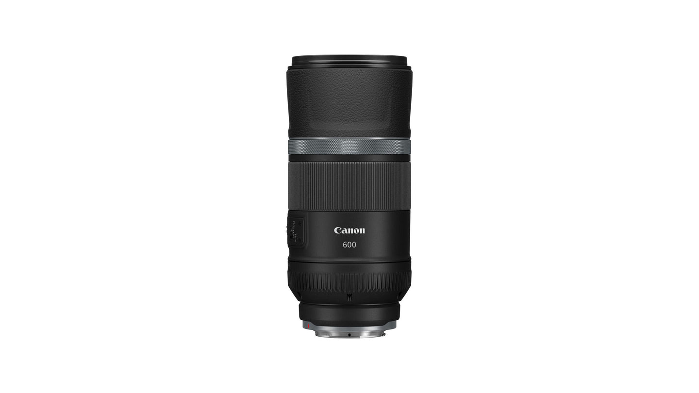 عدسة كانون RF 600mm F11 IS STM، تركيز بؤري تلقائي STM، مثبت صور بخمس توقفات، بصريات حيودية