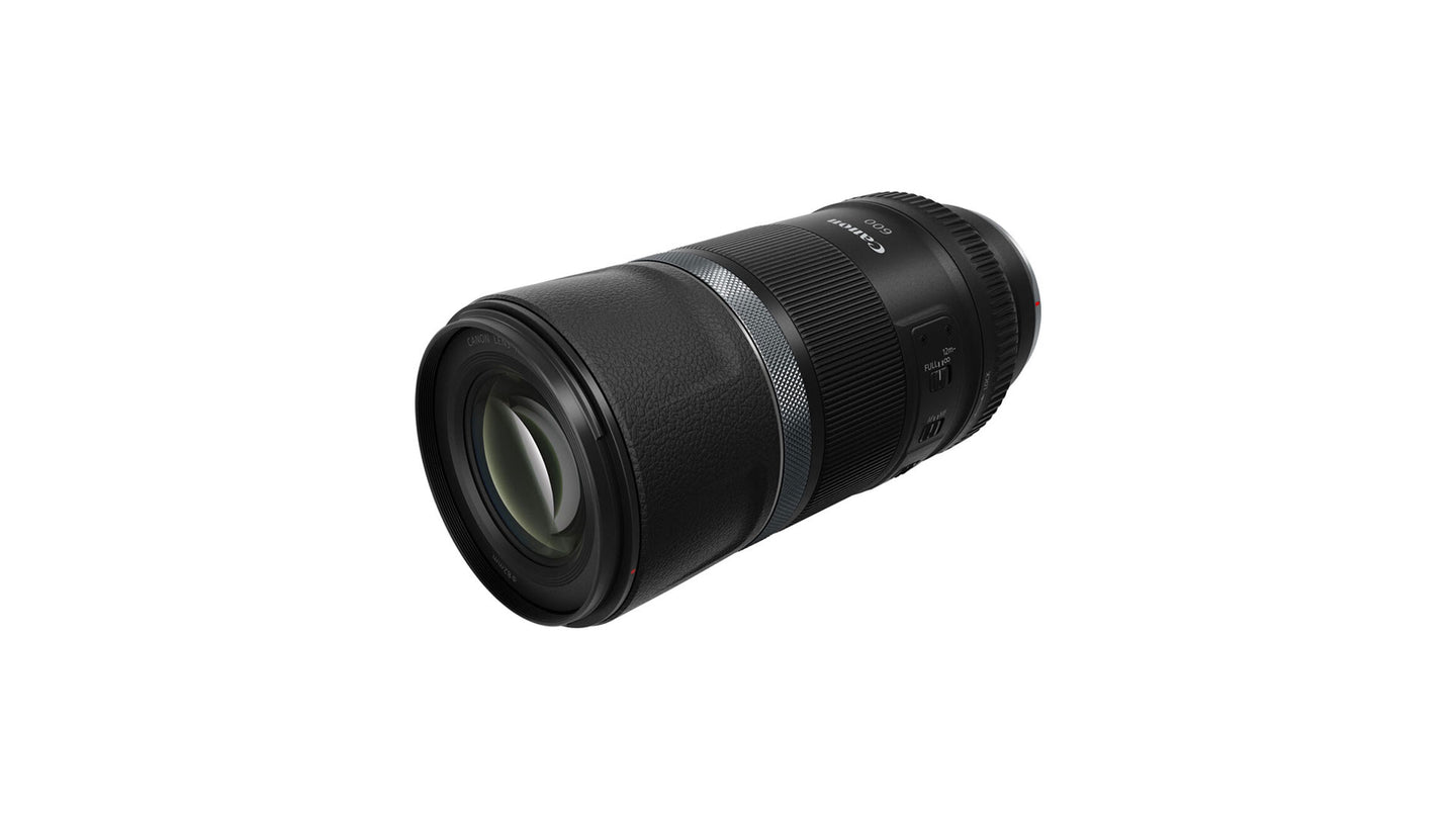 عدسة كانون RF 600mm F11 IS STM، تركيز بؤري تلقائي STM، مثبت صور بخمس توقفات، بصريات حيودية