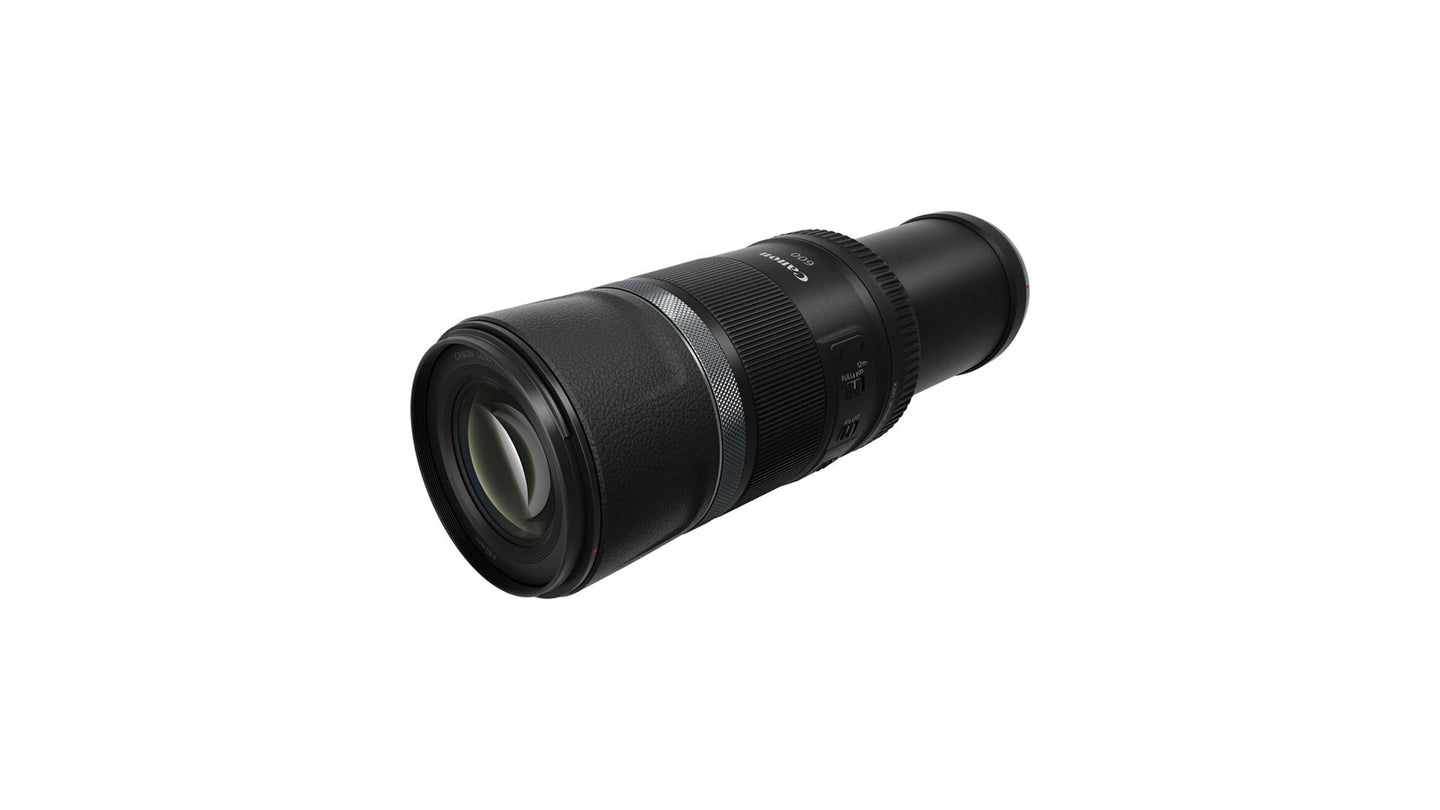 عدسة كانون RF 600mm F11 IS STM، تركيز بؤري تلقائي STM، مثبت صور بخمس توقفات، بصريات حيودية