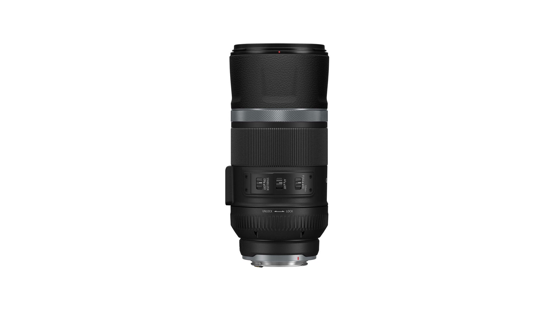 عدسة كانون RF 600mm F11 IS STM، تركيز بؤري تلقائي STM، مثبت صور بخمس توقفات، بصريات حيودية
