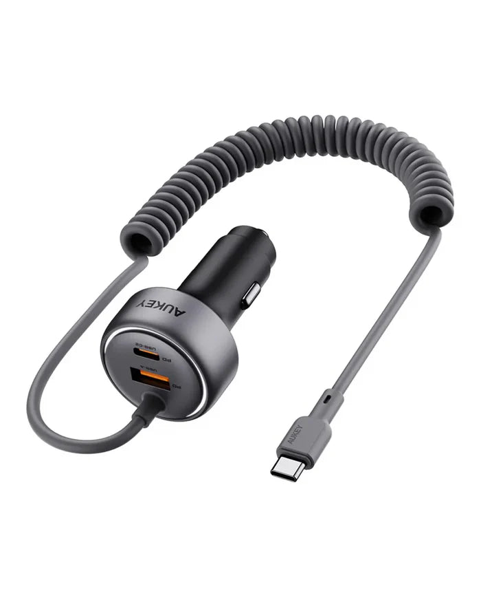 AUKEY Pathfinder Sling 72W Fast Charging Car Charger with Built-in Cable (CC-P2-GY)