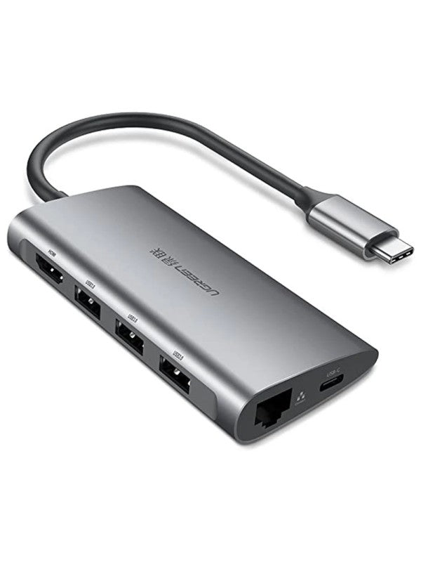 محول USB C من Ugreen 10 في 1، ثلاثة منافذ USB 3.0، منفذ HDMI بدقة 4K فائقة الوضوح