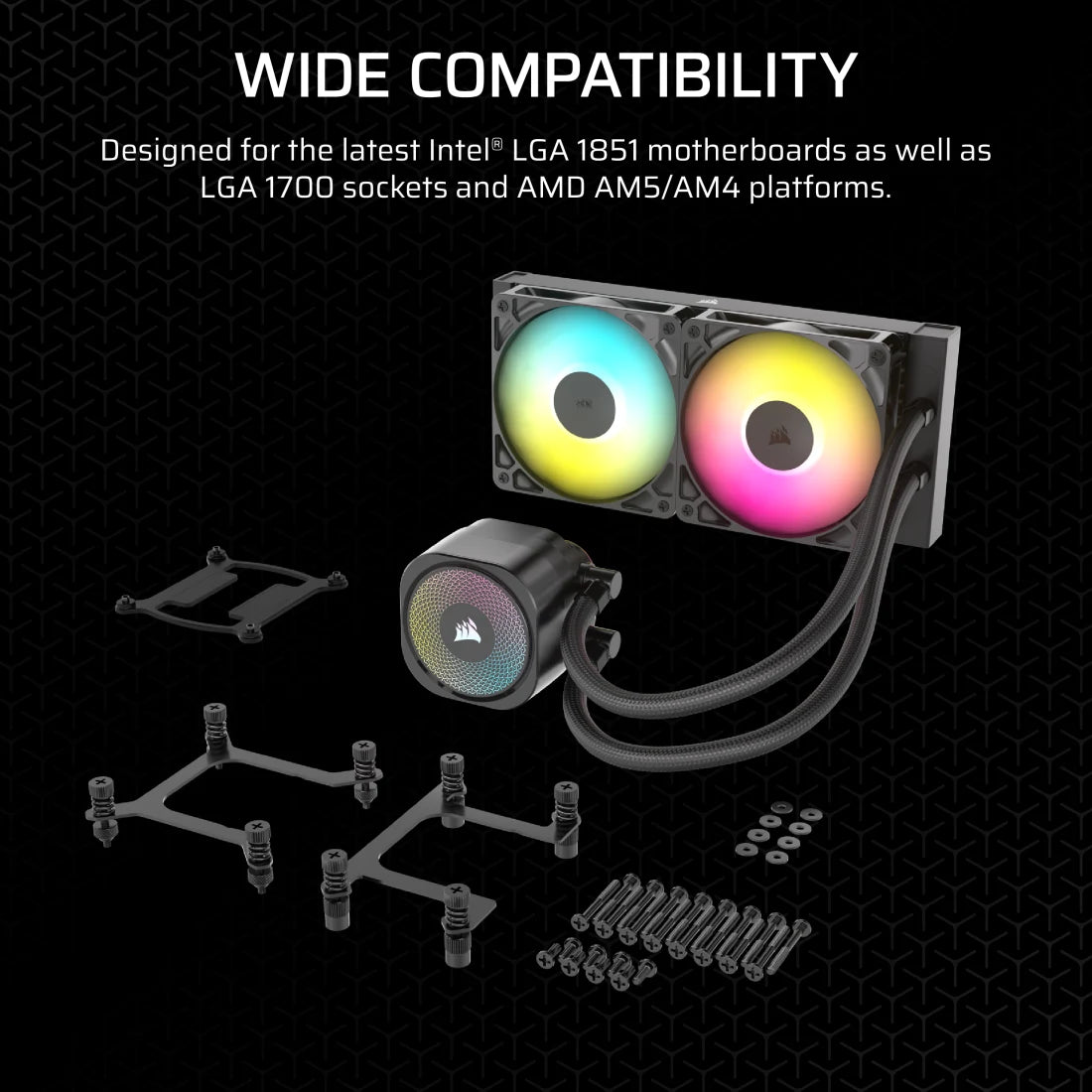 مبرد وحدة المعالجة المركزية السائل Corsair Nautilus 240 RS ARGB، اتصال مباشر باللوحة الأم، تبريد منخفض الضوضاء