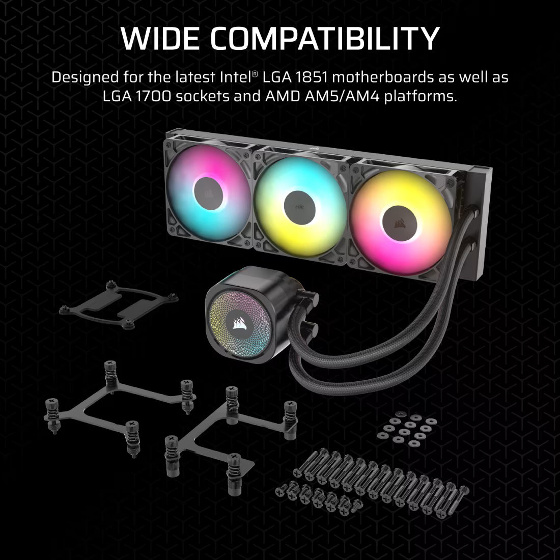 مبرد وحدة المعالجة المركزية السائل Corsair Nautilus 360 RS ARGB، اتصال مباشر باللوحة الأم، تبريد منخفض الضوضاء
