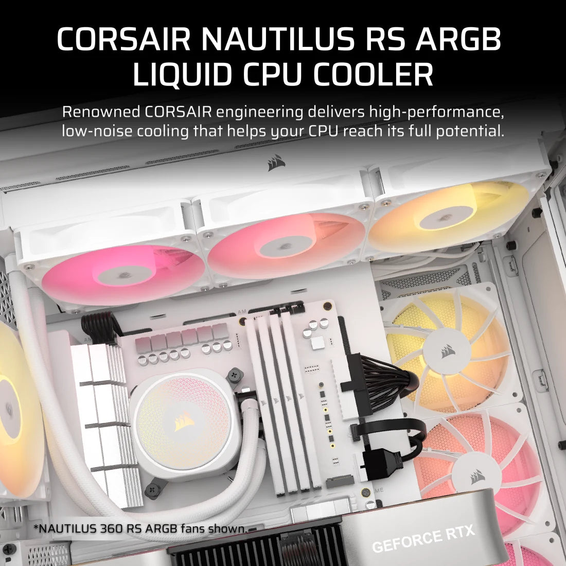 مبرد وحدة المعالجة المركزية السائل Corsair Nautilus 240 RS ARGB، اتصال مباشر باللوحة الأم، تبريد منخفض الضوضاء