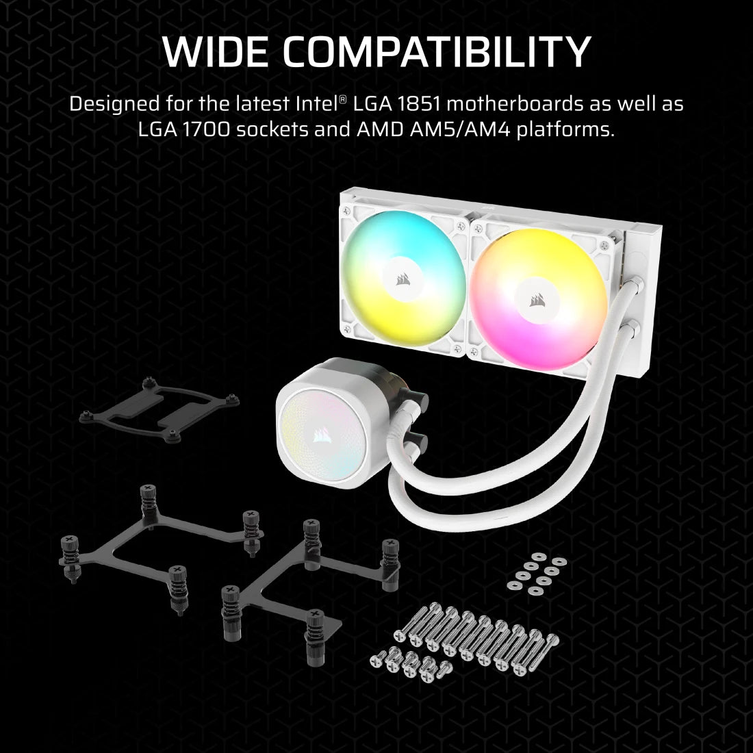 مبرد وحدة المعالجة المركزية السائل Corsair Nautilus 240 RS ARGB، اتصال مباشر باللوحة الأم، تبريد منخفض الضوضاء