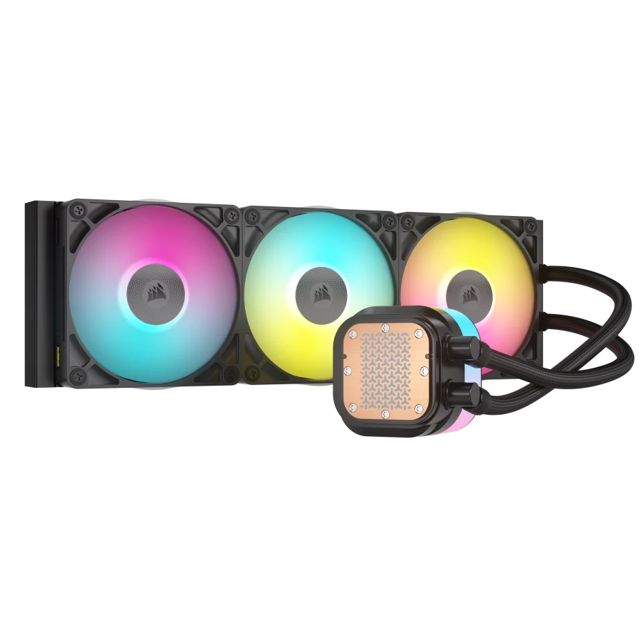 مبرد سائل لوحدة المعالجة المركزية Corsair iCUE Link Titan 360 RX RGB AIO، ضوضاء منخفضة، محرك تبريد FlowDrive، 3 مراوح RX120 RGB