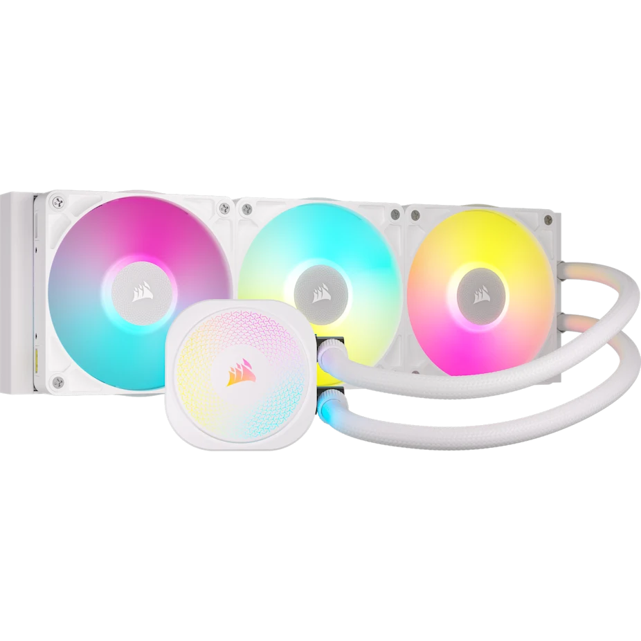 مبرد سائل لوحدة المعالجة المركزية Corsair iCUE Link Titan 360 RX RGB AIO، ضوضاء منخفضة، محرك تبريد FlowDrive، 3 مراوح RX120 RGB