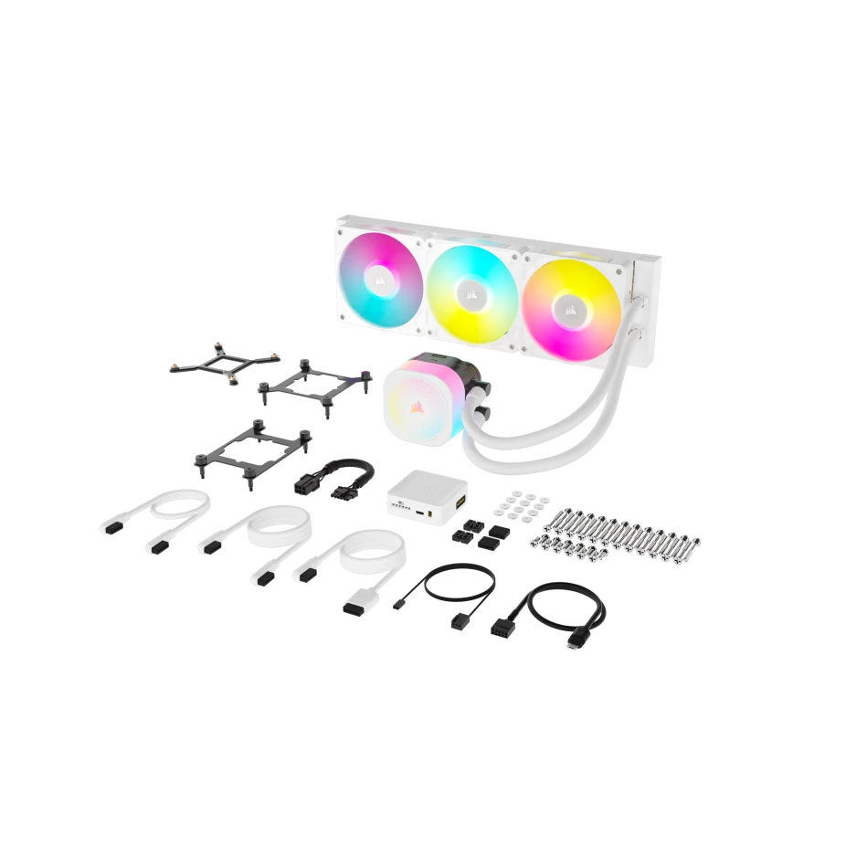 مبرد سائل لوحدة المعالجة المركزية Corsair iCUE Link Titan 360 RX RGB AIO، ضوضاء منخفضة، محرك تبريد FlowDrive، 3 مراوح RX120 RGB
