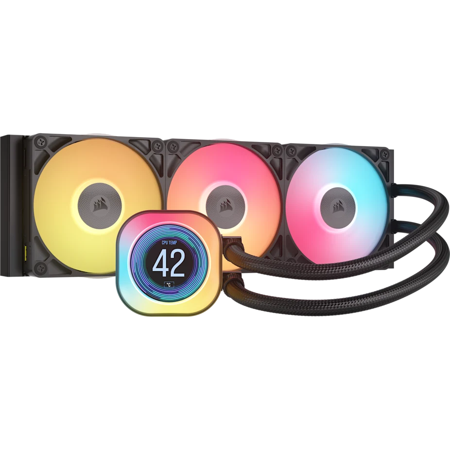 مبرد وحدة المعالجة المركزية السائل Corsair iCUE Link Titan 360 RX LCD، ضوضاء منخفضة، 3 مراوح RX120 RGB