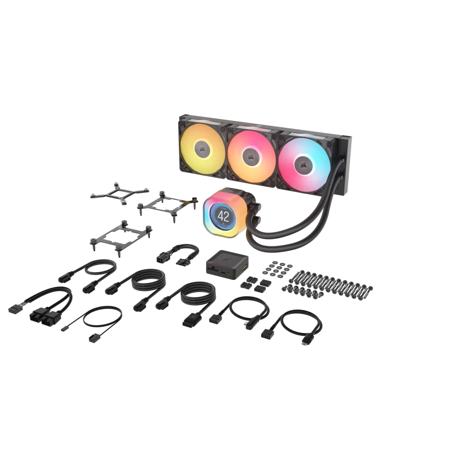 مبرد وحدة المعالجة المركزية السائل Corsair iCUE Link Titan 360 RX LCD، ضوضاء منخفضة، 3 مراوح RX120 RGB