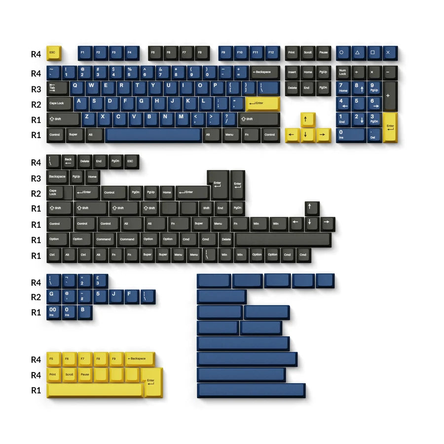 Keychron Cherry Profile Double, Shot Pbt Full Set Keycaps, Royal - 219 Keys