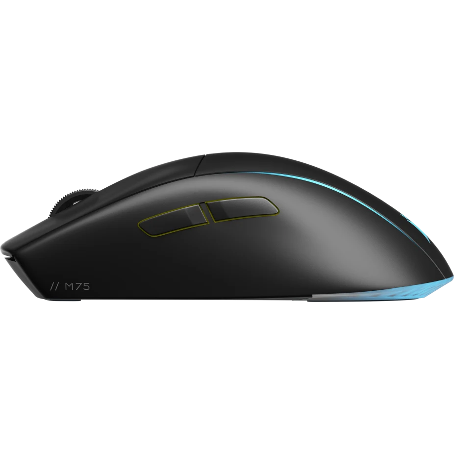 ماوس الألعاب اللاسلكي الخفيف الوزن Corsair M75 RGB بدقة 26000 نقطة لكل بوصة، وأزرار جانبية قابلة للتبديل