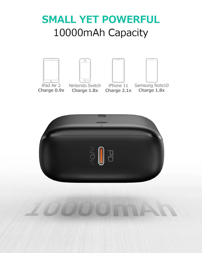 باور بانك من Aukey بسعة 10000 مللي أمبير مع 22.5 واط SCP و 20 واط PD QC3.0