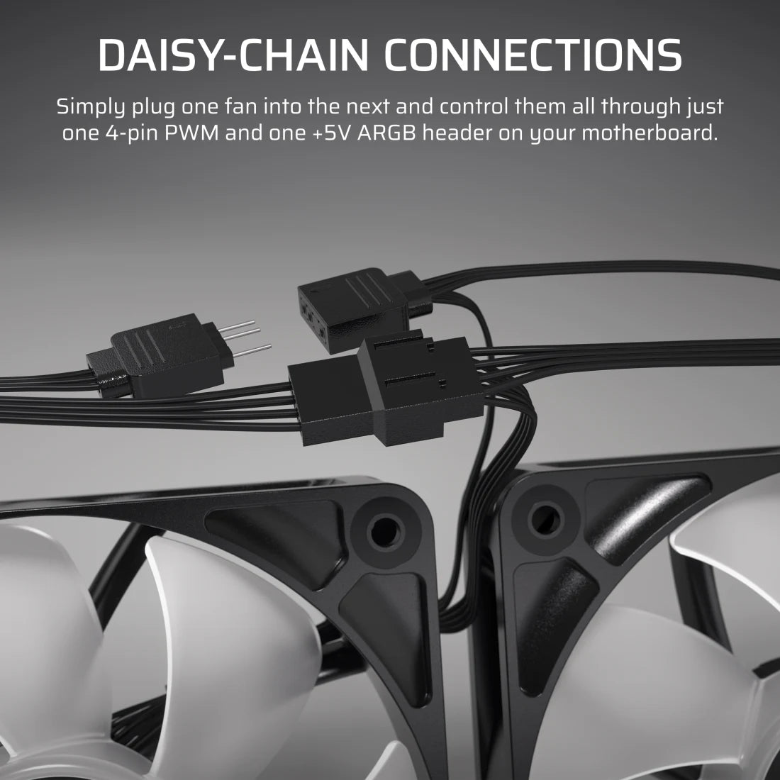 مراوح Corsair RS140 ARGB PWM مقاس 140 مم بحزمة مزدوجة، توصيل متسلسل، ضوضاء منخفضة