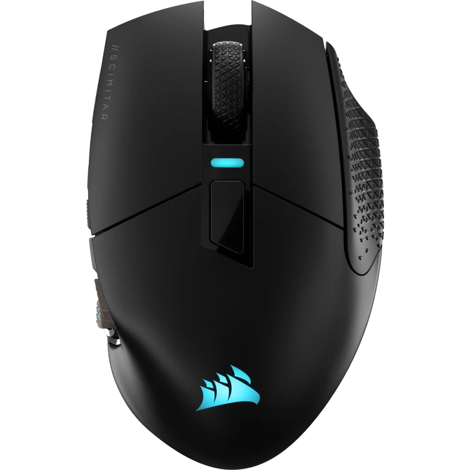 ماوس ألعاب لاسلكي Corsair Scimitar Elite RGB MMO، 16 زرًا قابلاً للبرمجة، بطارية تدوم حتى 150 ساعة، متوافق مع iCUE