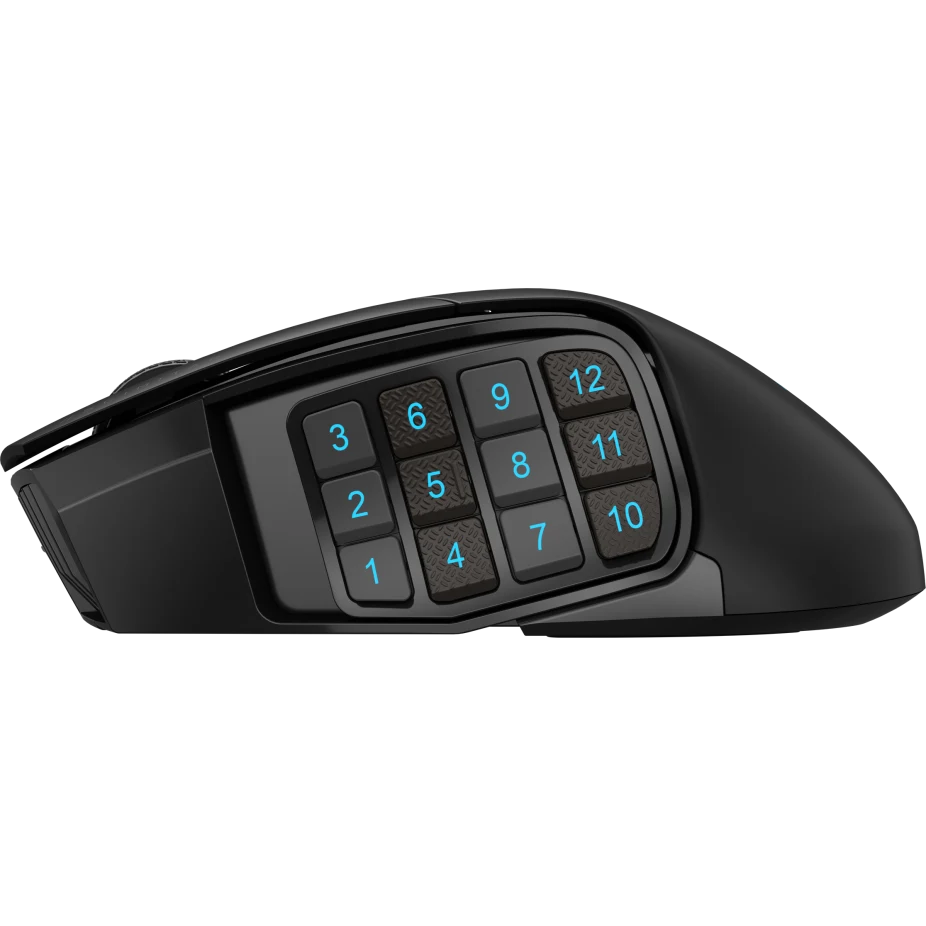 ماوس ألعاب لاسلكي Corsair Scimitar Elite RGB MMO، 16 زرًا قابلاً للبرمجة، بطارية تدوم حتى 150 ساعة، متوافق مع iCUE