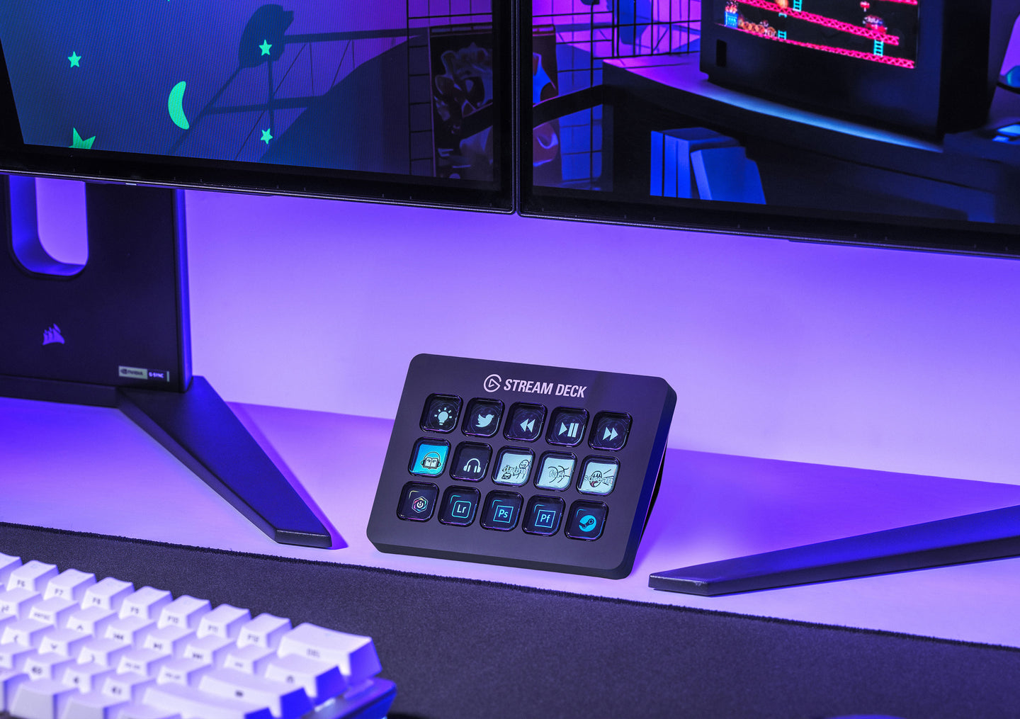 وحدة التحكم Corsair Elgato Stream Deck MK.2 Studio، 15 مفتاح ماكرو، تعمل مع أجهزة Mac والكمبيوتر الشخصي