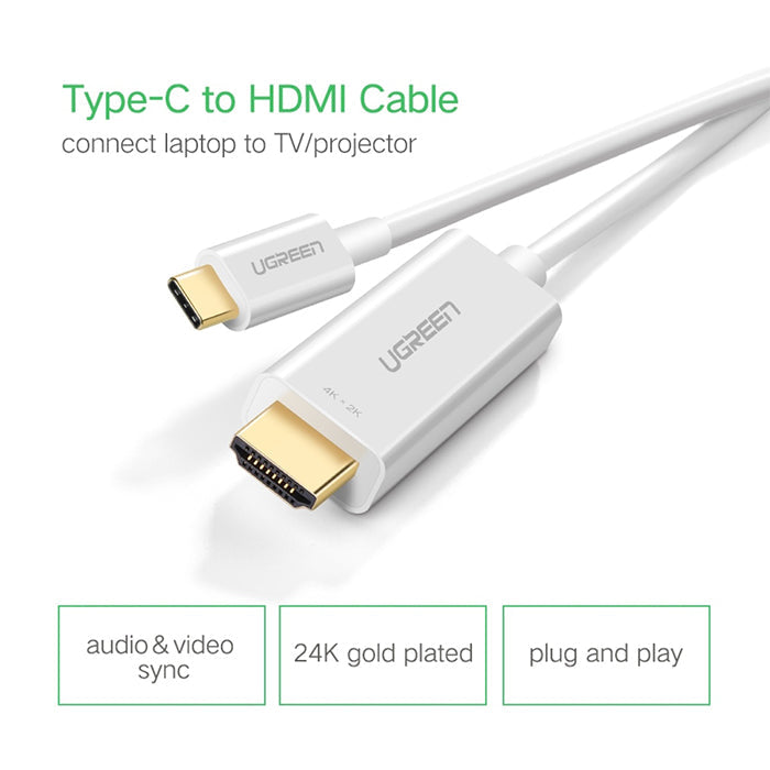 Ugreen 4K 30Hz USB Type C to HDMI Male  Cable, 1.5 Meters