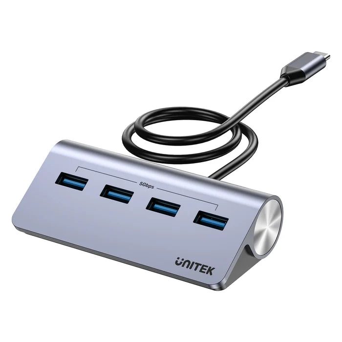 Unitek uHUB Q4 4 Ports Powered USB 3.0 Hub with USB-C Power Port, 15cm Cable Length - Y-H1117A