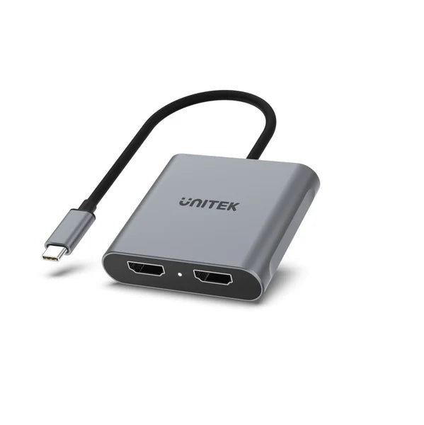 Unitek USB-C to Dual HDMI 4K Adapter, Aluminium Alloy, 15cm Cable Length, Space Grey - V1404B