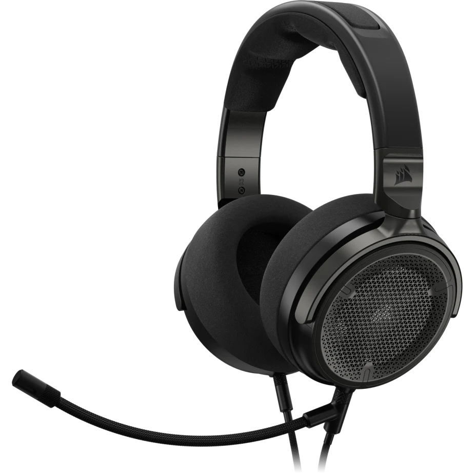 سماعة رأس Corsair Virtuoso PRO مفتوحة من الخلف للبث والألعاب، ميكروفون أحادي الاتجاه قابل للفصل