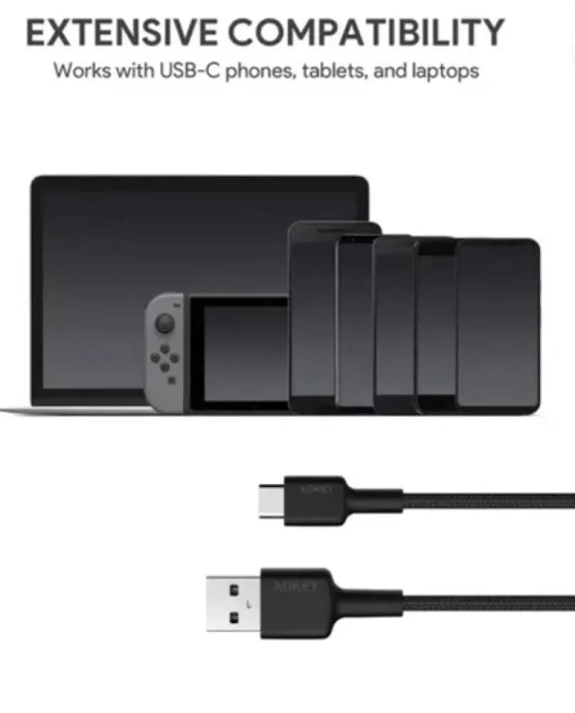 AUKEY Braided Nylon USB-A to USB-C Cable 0.9m