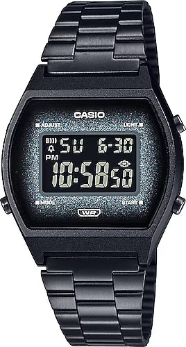 Casio Glitter Dial, Quartz Movement, Black Stainless Steel Band Digital Watch For Women - B640WBG-1BDF