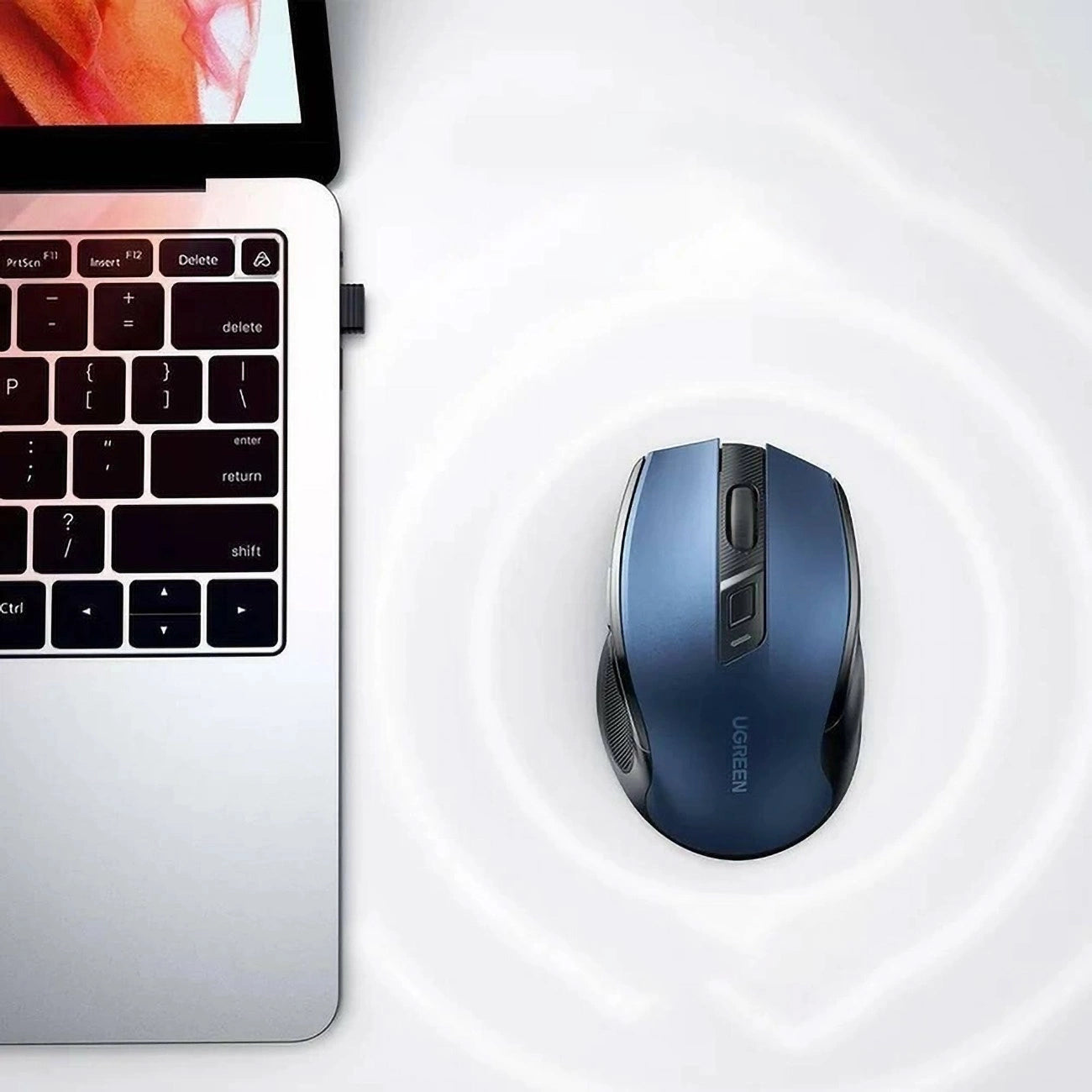 ماوس لاسلكي Ugreen 2.4G مع مستقبل USB، 5 مستويات 4000 نقطة لكل بوصة، 6 أزرار، عمر بطارية 18 شهرًا، ماوس لاسلكي