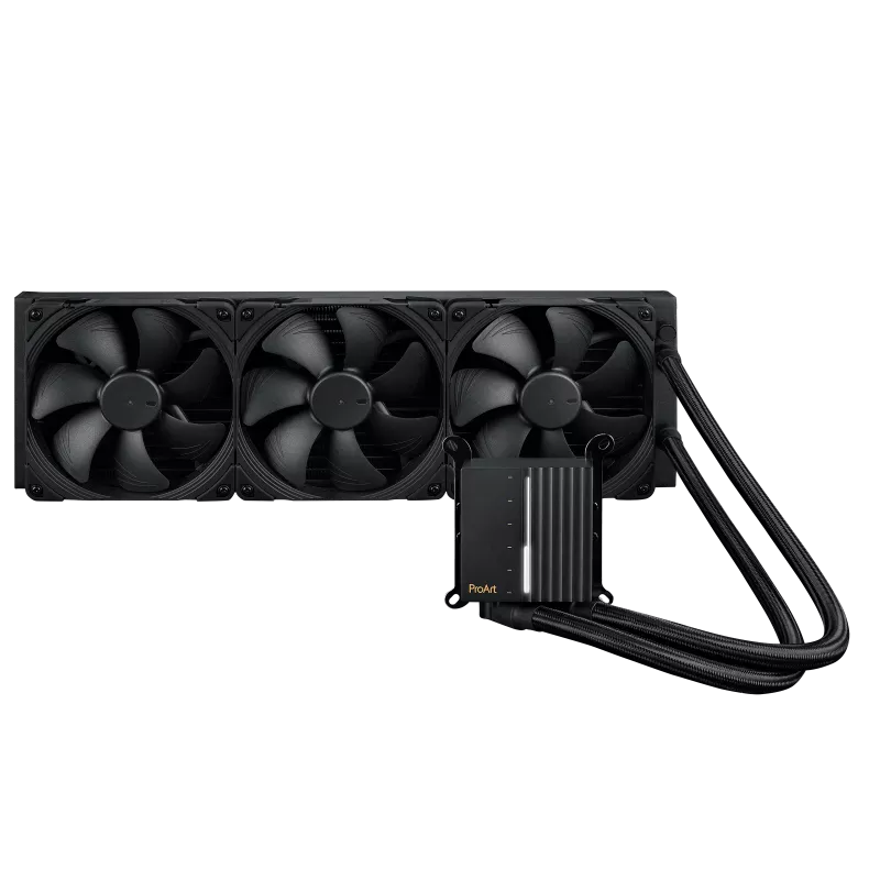 مبرد سائل لوحدة المعالجة المركزية المتكامل ASUS ProArt LC 420، وثلاث مراوح لمبرد Noctua NF-A14 industrialPPC-2000 PWM مقاس 140 مم