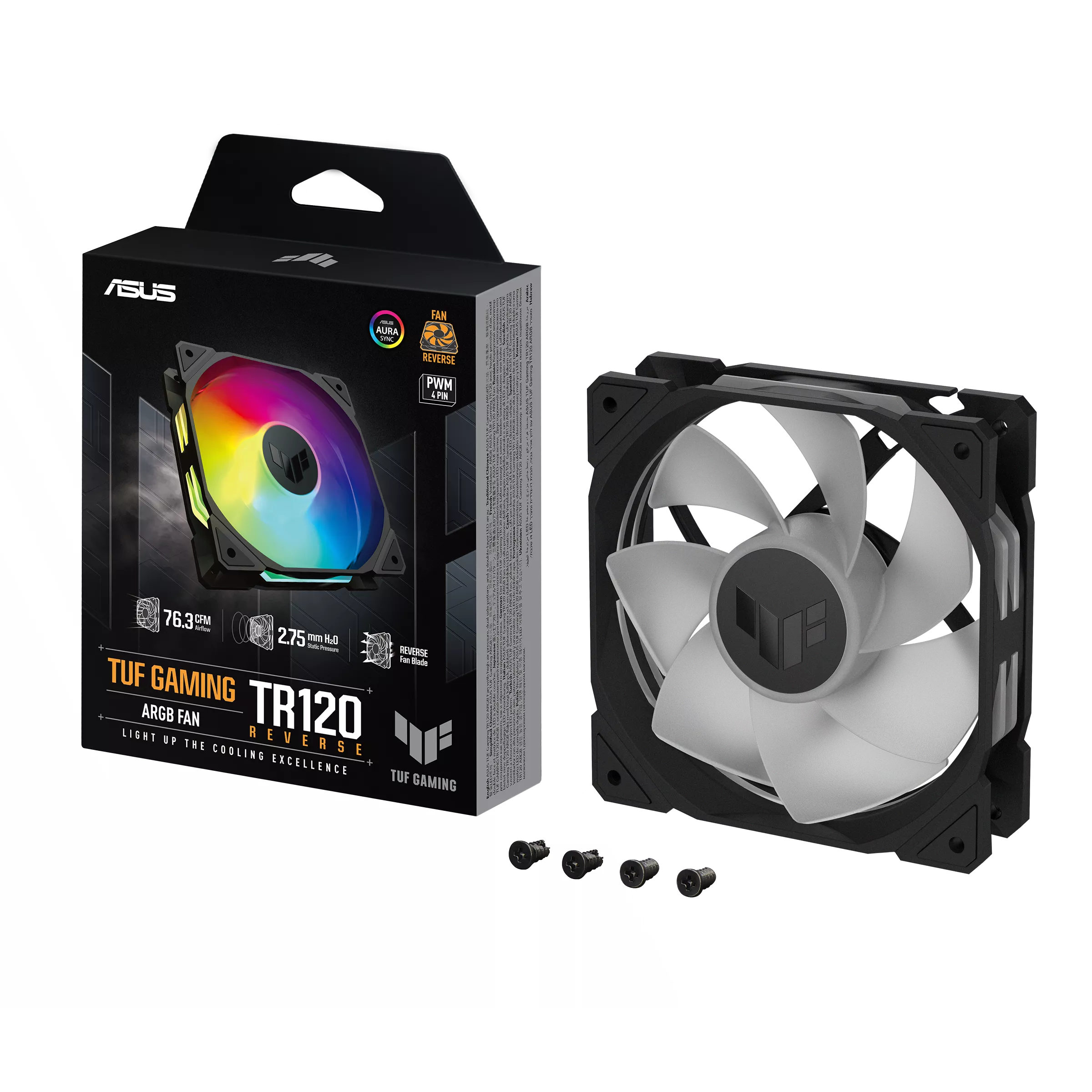 مروحة تبريد ASUS TUF Gaming TR120 ARGB بعكس الشفرة مقاس 120 مم