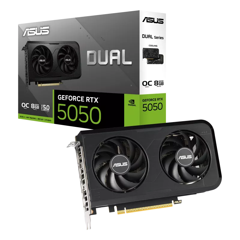 بطاقة رسومات الألعاب ASUS Dual GeForce RTX 5050 8GB GDDR6 OC Edition، 8 جيجابايت GDDR6، PCIe 5.0