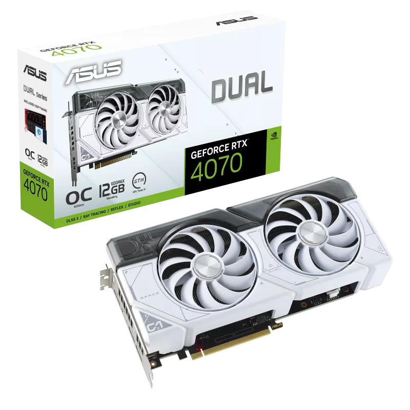 بطاقات رسومات ASUS Dual GeForce RTX 4070 OC Edition، ذاكرة 12GB GDDR6X، منفذ PCIe 4.0
