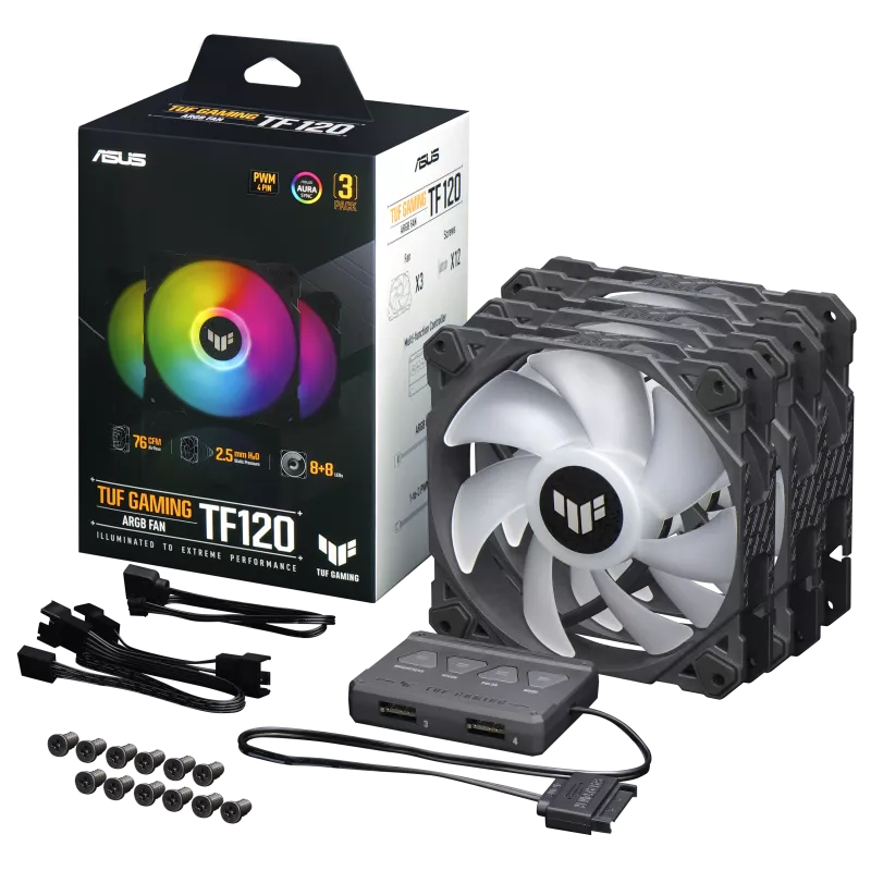 طقم مراوح ASUS TUF Gaming TF120 ARGB 3 في 1 مقاس 120 مم