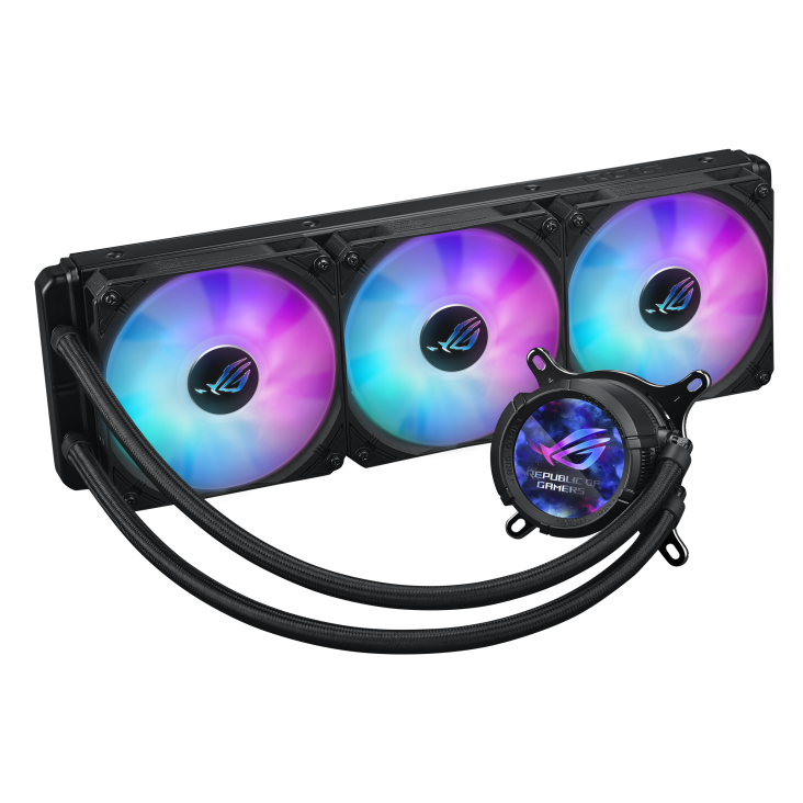 ASUS ROG STRIX LC III 360 ARGB LCD مبرد سائل لوحدة المعالجة المركزية الكل في واحد، شاشة IPS LCD بحجم 2.1 بوصة، معدل تحديث 60 هرتز