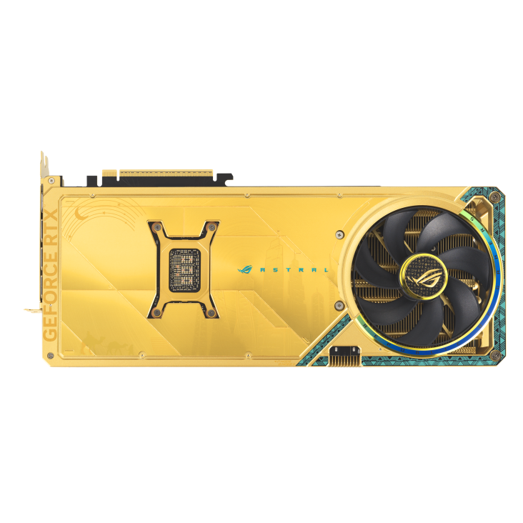 بطاقة الرسوميات ASUS ROG Astral GeForce RTX 5080 Dhahab CORE OC Edition، مروحة رباعية القوة، ذاكرة 16 جيجابايت GDDR7، واجهة PCIe 5.0