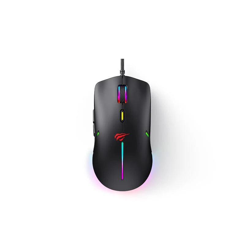 Havit RGB Backlit Programmable Gaming Mouse, Six Gears Of Speed, 16 Million Colorful Breathing Light Effects, Black - MS1031