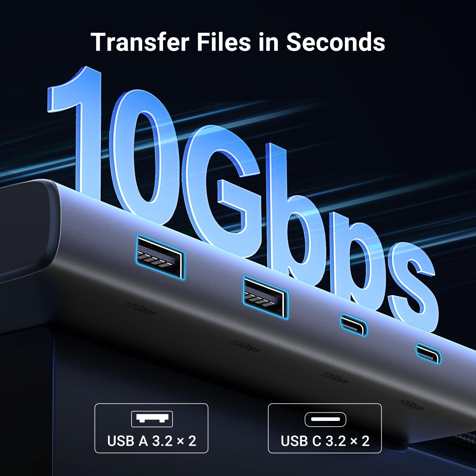 محطة إرساء يوجرين 8 في 1 USB-C بدقة 4K بشاشتين، موزع USB-C ثلاثي الشاشات مع 2 منفذ HDMI و VGA ومنفذي USB-A و USB-C 3.2 ومنفذ توصيل طاقة 100 واط