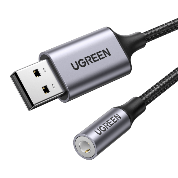 محول بطاقة الصوت يوجرين من USB إلى مقبس صوت 3.5 ملم، يو اس بي أيه
