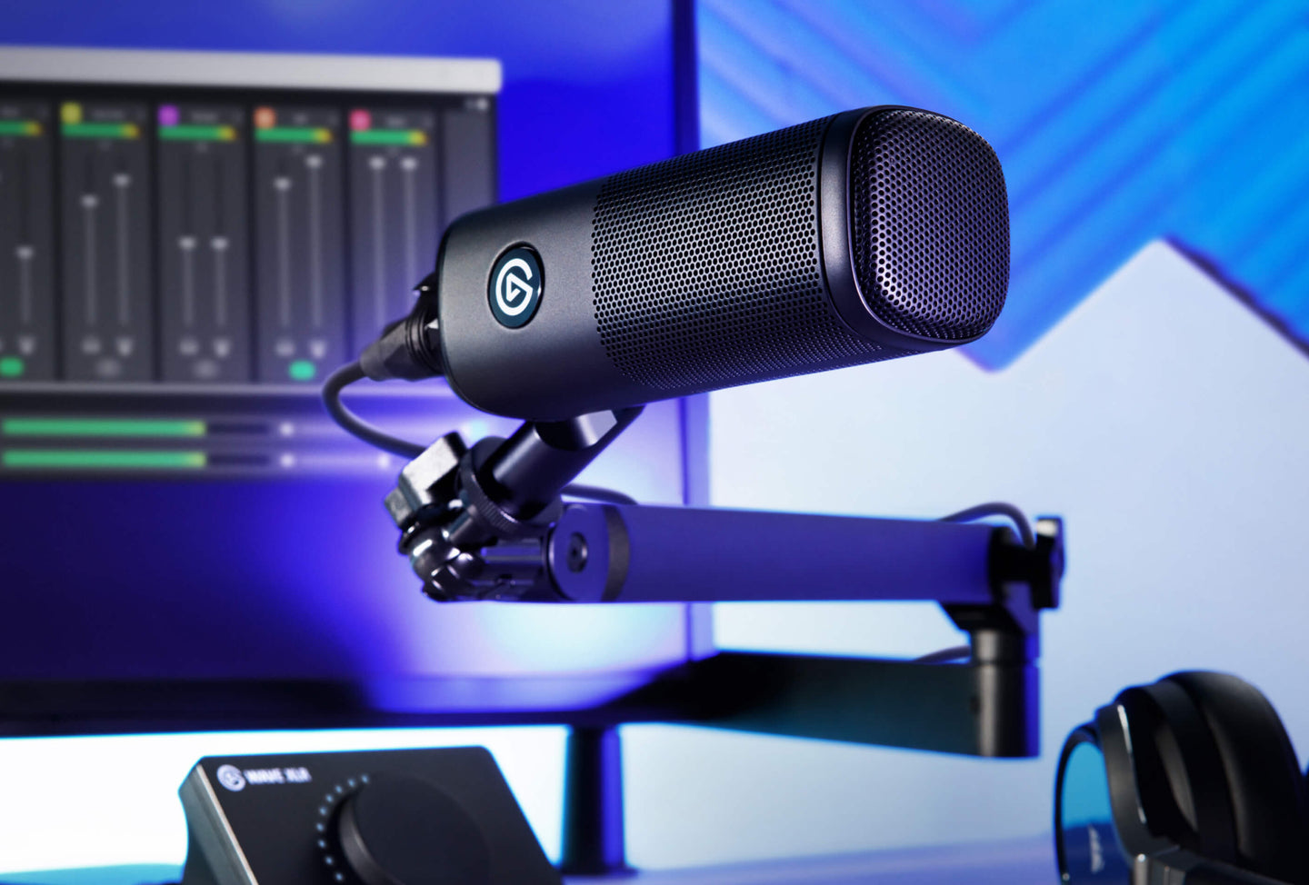ذراع ميكروفون Corsair Elgato Wave Mic Arm LP، ذراع ميكروفون فاخر منخفض الارتفاع مع قنوات إدارة الكابلات، مشبك مكتبي